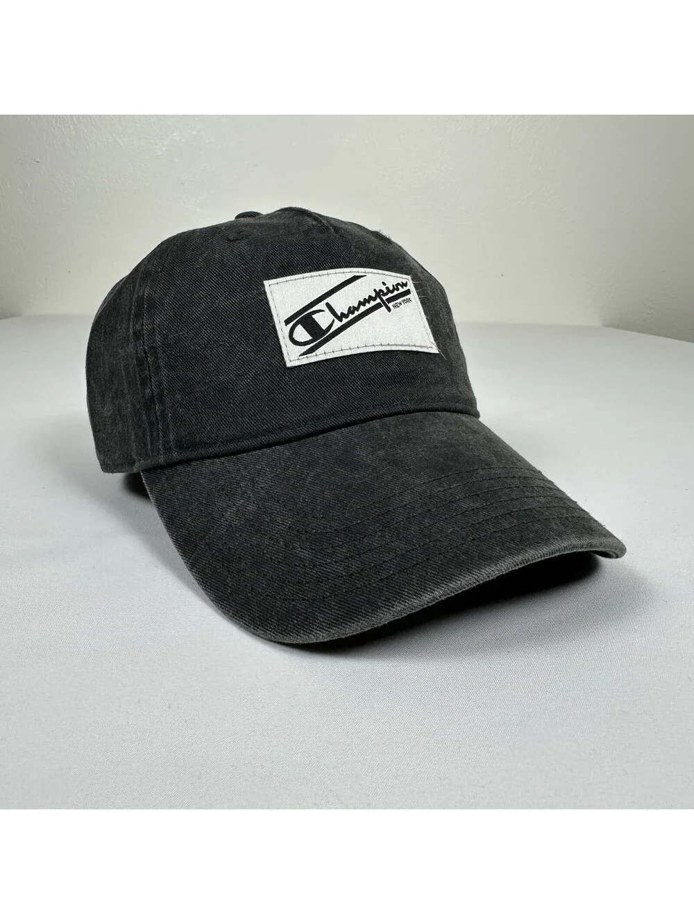 Champion New York Mens Strapback Hat Black Washed Script Logo Adjustable Cap